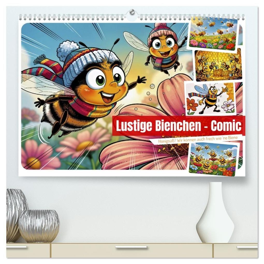 Lustige Bienchen - Comic (hochwertiger Premium Wandkalender 2027 DIN A2 quer) Kunstdruck in Hochglanz