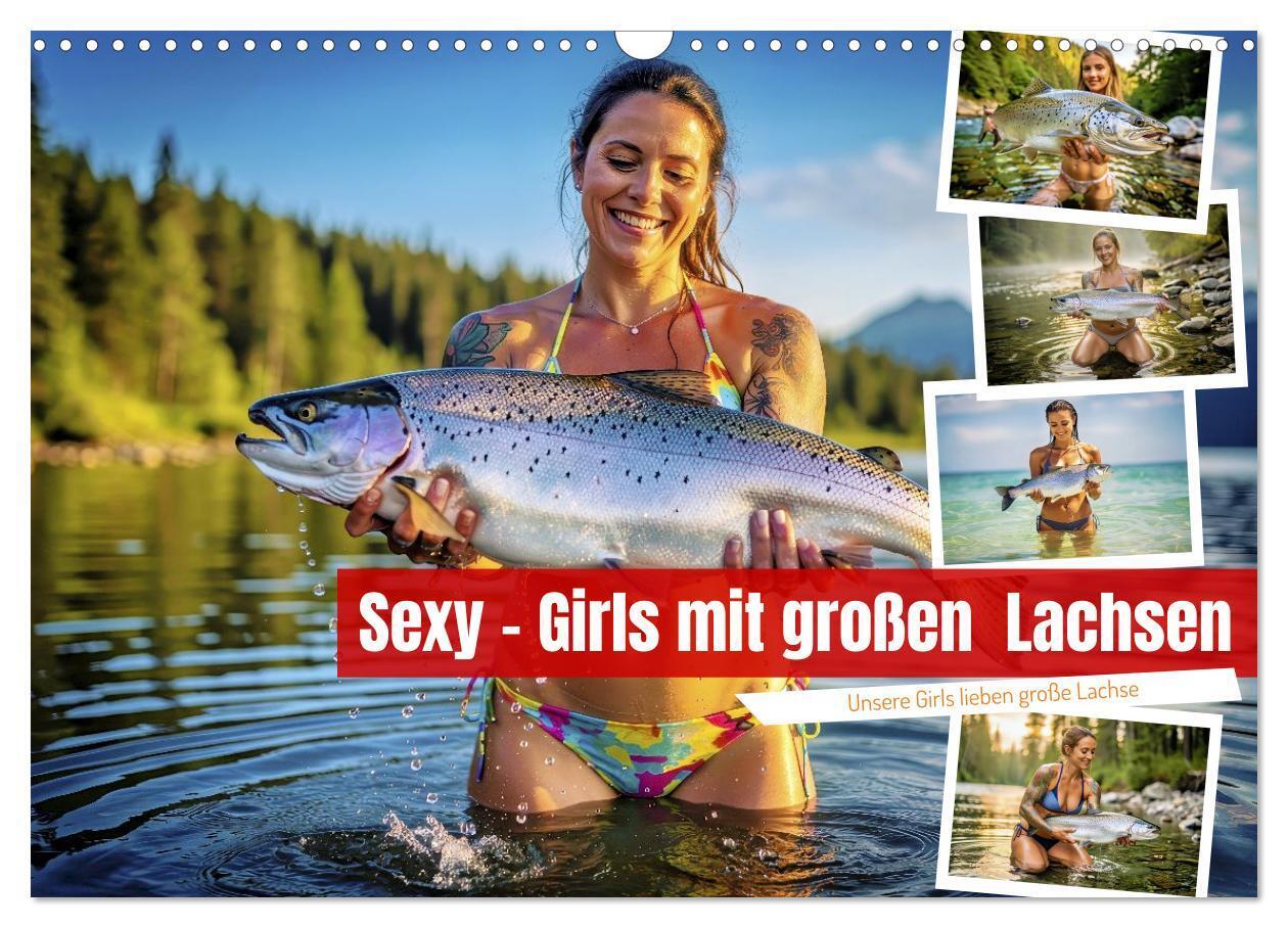 Sexy - Girls mit großen Lachsen (Wandkalender 2027 DIN A3 quer) CALVENDO Monatskalender