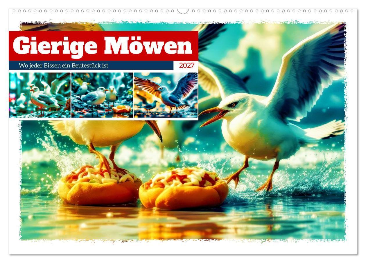 Gierige Möwen (Wandkalender 2027 DIN A2 quer) CALVENDO Monatskalender