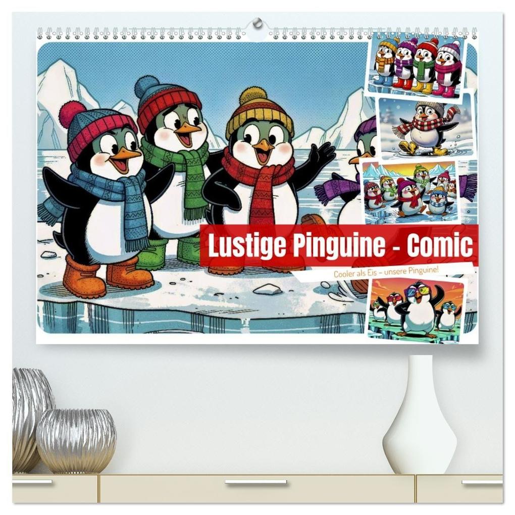 Lustige Pinguine - Comic (hochwertiger Premium Wandkalender 2027 DIN A2 quer) Kunstdruck in Hochglanz