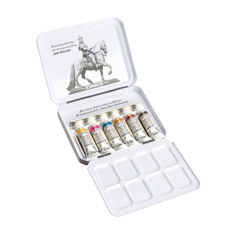 Schmicke HORADAM® Aquarell Metallkasten Reisekasten Jan Wellem 6 x 5ml 'Retro II'
