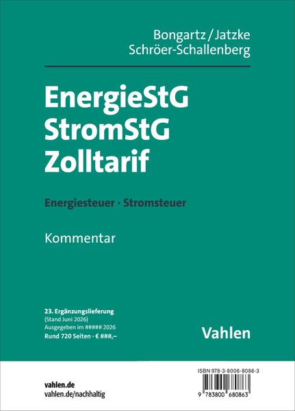 Energiesteuer Stromsteuer Zolltarif 23. Ergänzungslieferung