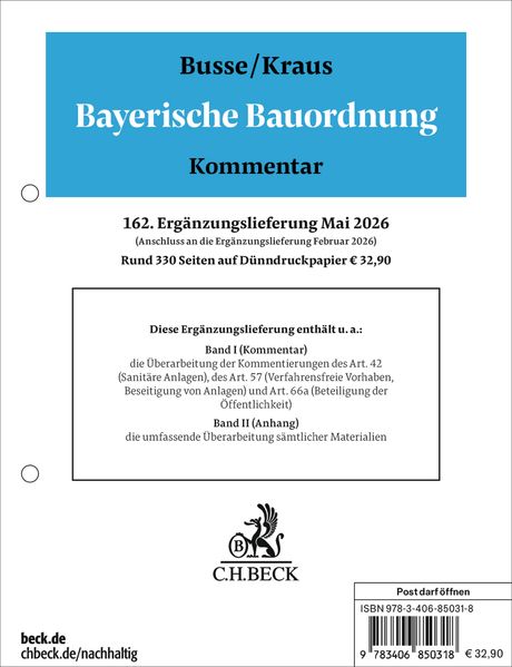 Bayerische Bauordnung 162. Ergänzungslieferung