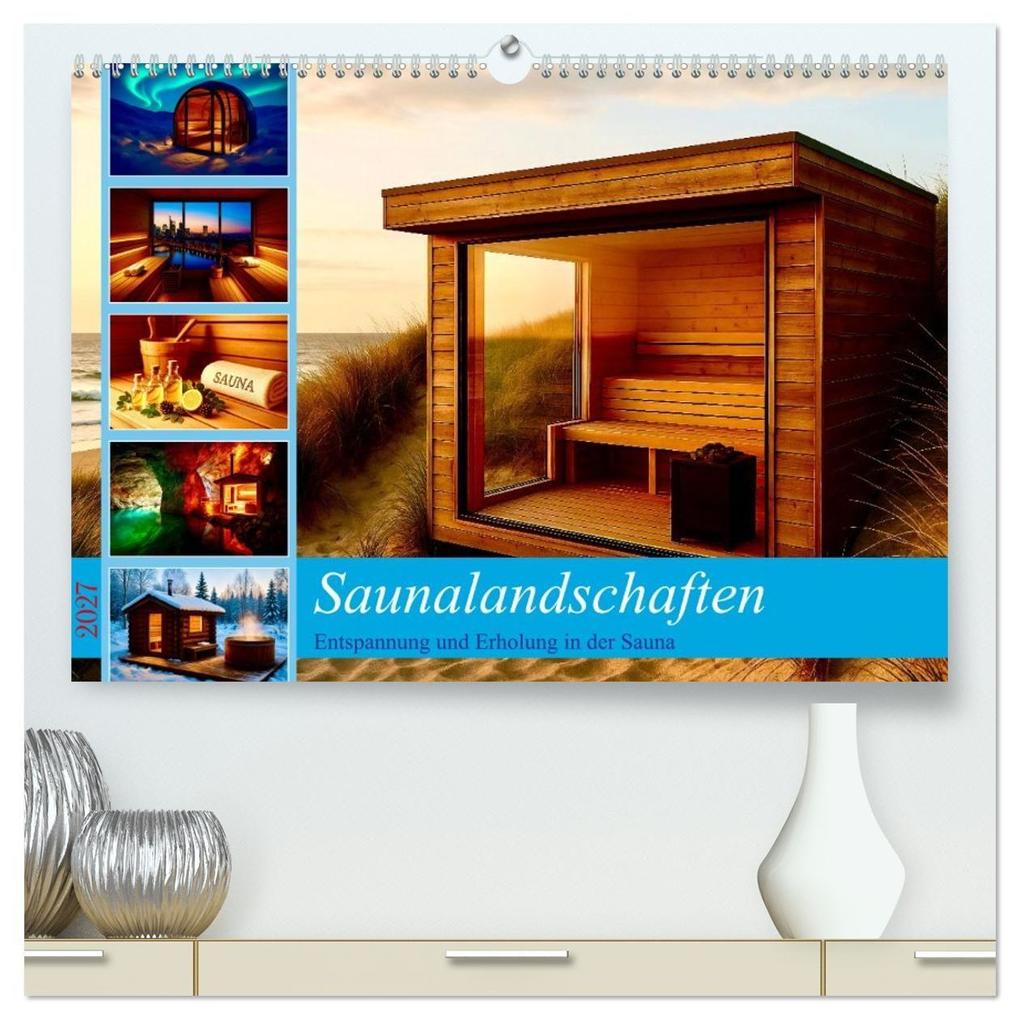Saunalandschaften (hochwertiger Premium Wandkalender 2027 DIN A2 quer) Kunstdruck in Hochglanz