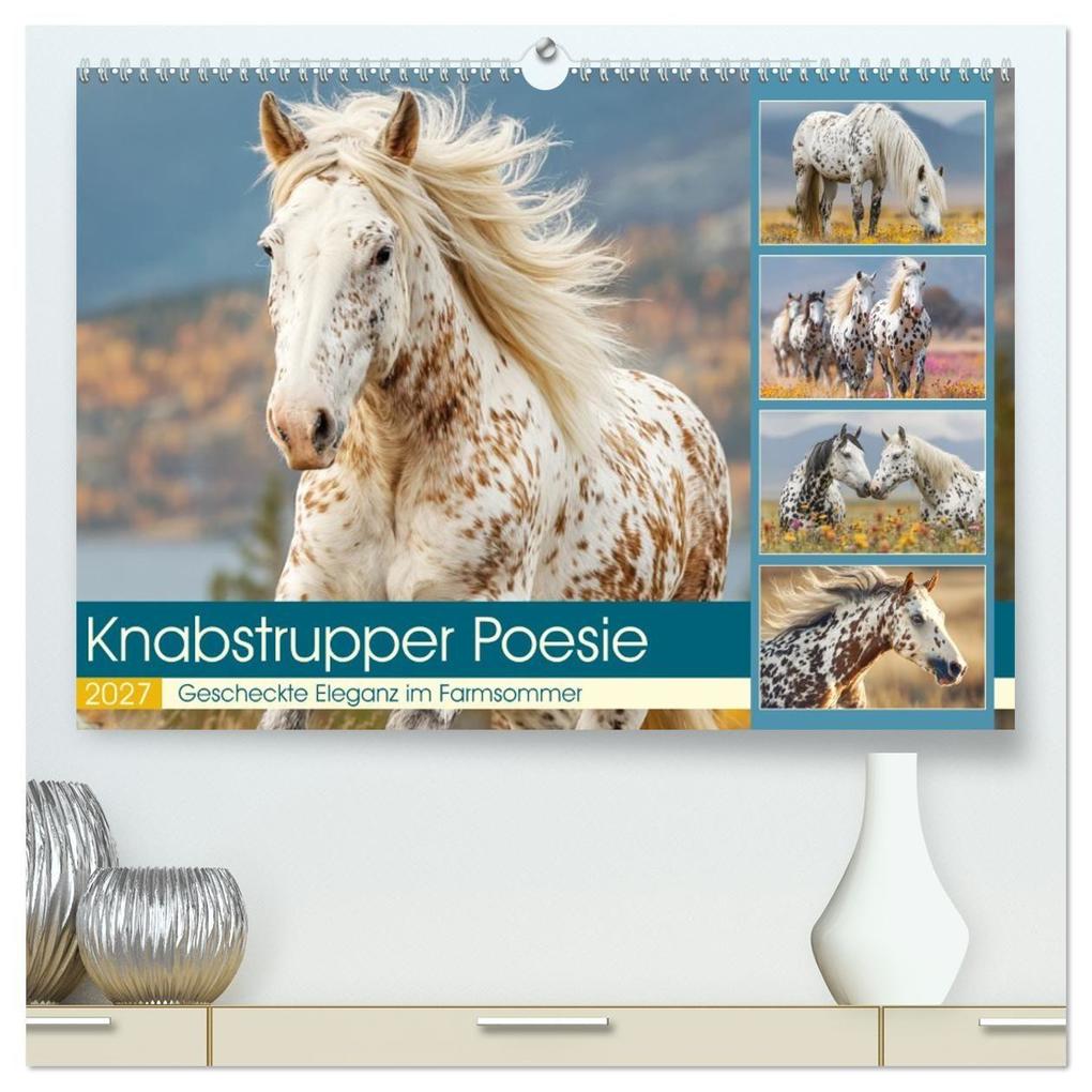 Knabstrupper Poesie. Gescheckte Eleganz im Farmsommer (hochwertiger Premium Wandkalender 2027 DIN A2 quer) Kunstdruck in Hochglanz