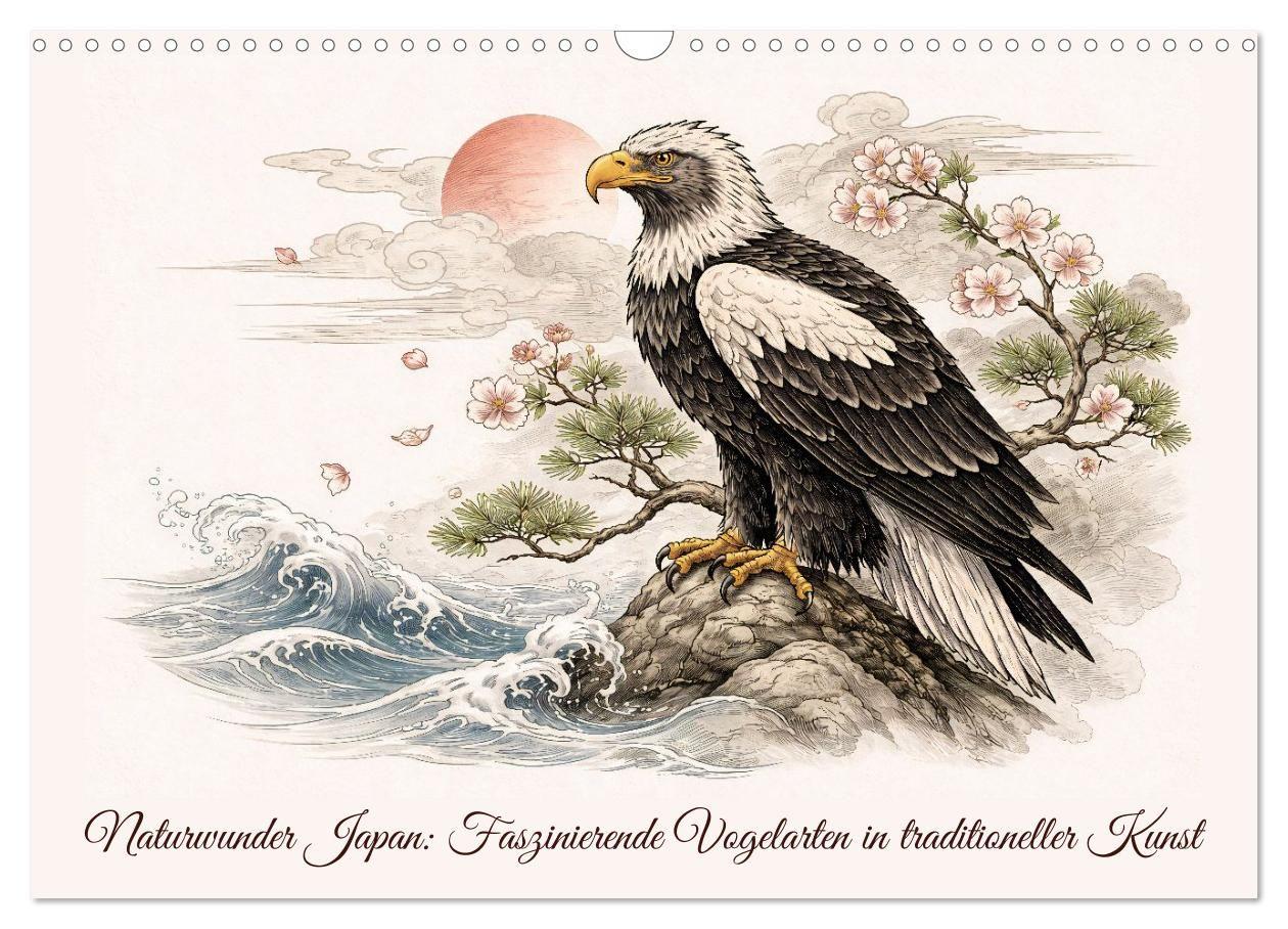 Naturwunder Japan: Faszinierende Vogelarten in traditioneller Kunst (Wandkalender 2027 DIN A3 quer) CALVENDO Monatskalender