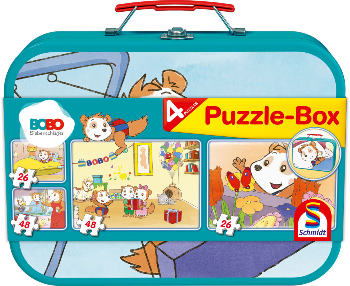 Bobo Siebenschläfer Puzzle-Box 2x26 2x48 Teile im Metallkoffer