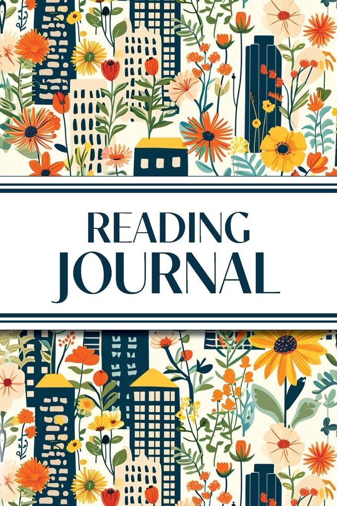 Reading Journal (Cozy Blue Cityscape with Yellow Sunflowers & Wildflowers)