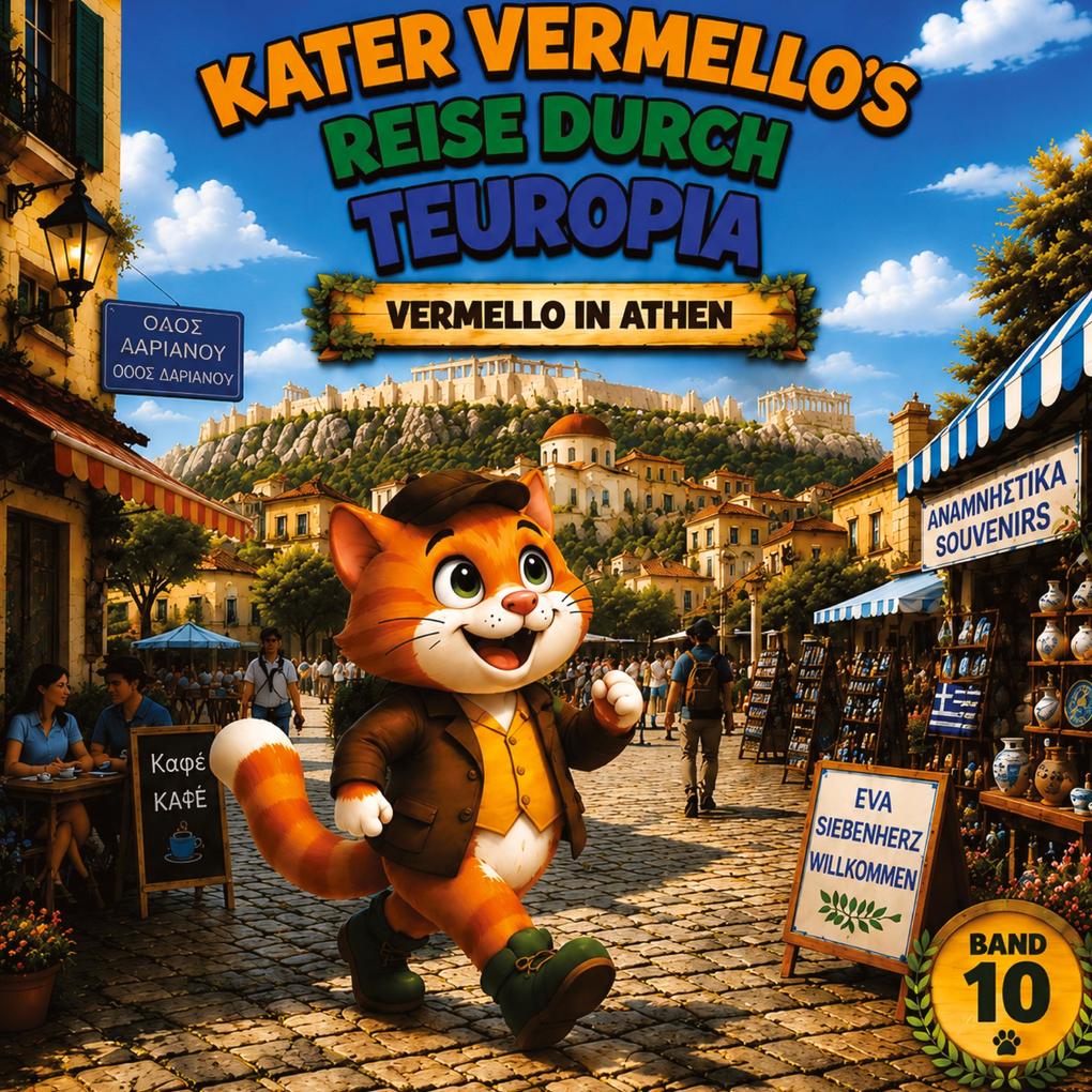 Vermello in Athen Band 9 der illustrierten Kinderbuchreihe Kater Vermellos Reise durch Teuropia - ein Abenteuer über Mut und Freundschaft
