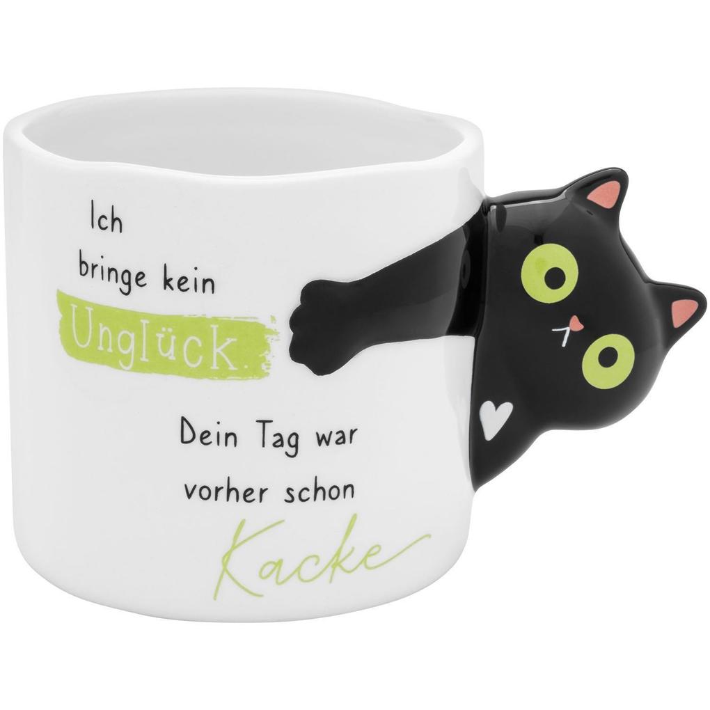 Figürliche Tasse Katze 'Ich bringe kein Unglück...'