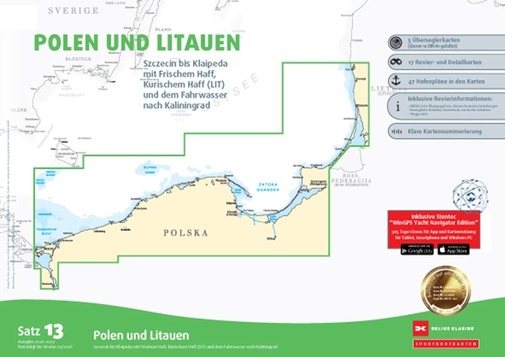 Sportbootkarten Satz 13: Polen und Litauen (Ausgabe 2026/2027)