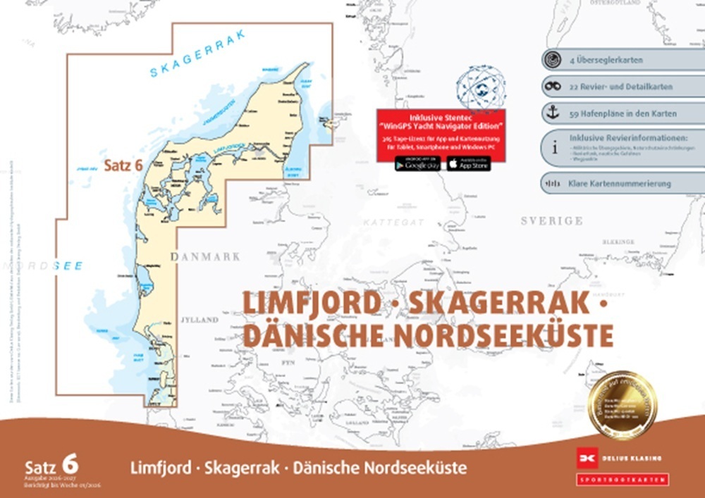 Sportbootkarten Satz 6: Limfjord - Skagerrak - Dänische Nordseeküste (Ausgabe 2026/2027)