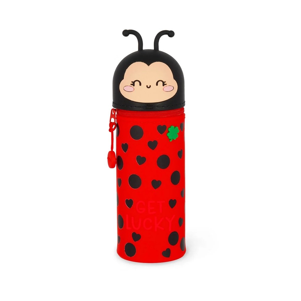 Legami 2-in-1-Federmäppchen aus Silikon Ladybug Get Lucky Marienkäfer