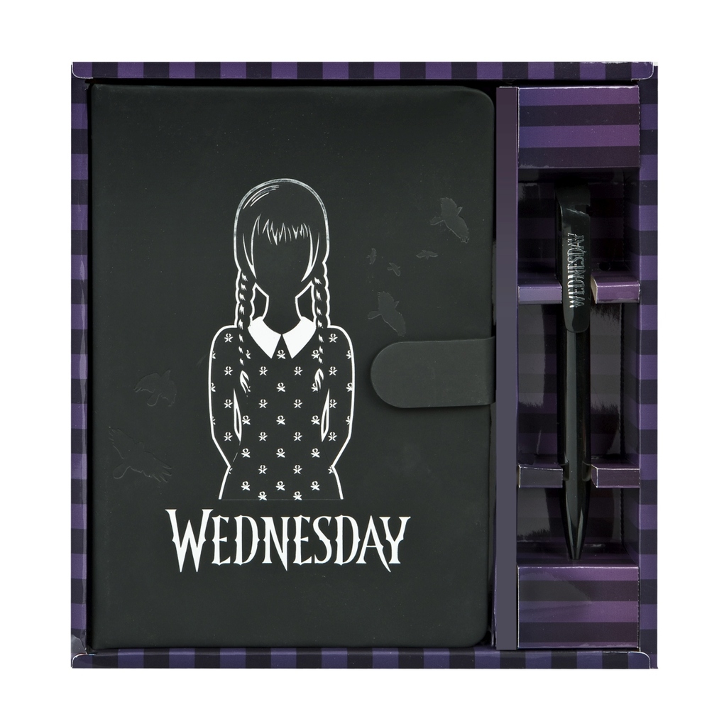 Undercover Schreibset Notizbuch mit Kugelschreiber Wednesday A5 Notizbuch Set Magnetverschluss 80 Blatt FSC Papier