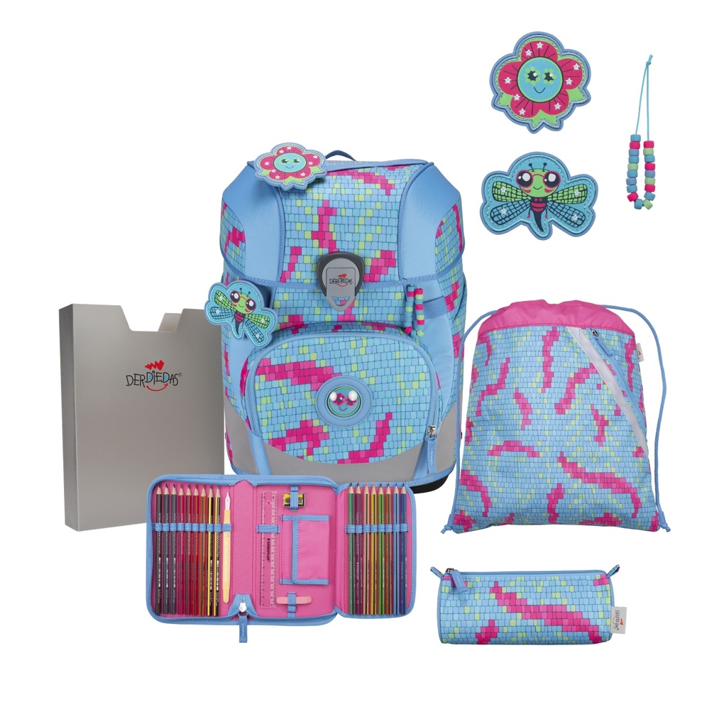DerDieDas Schulranzen Set ErgoFlex Tiny Schulranzen Set 5tlg Happy Pixel