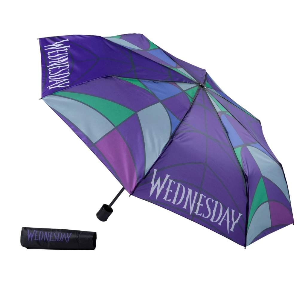 Undercover Regenschirm faltbarer Regenschirm Wednesday Taschenschirm mit Schutzhülle 94 cm Durchmesser ideal für Kinderhände