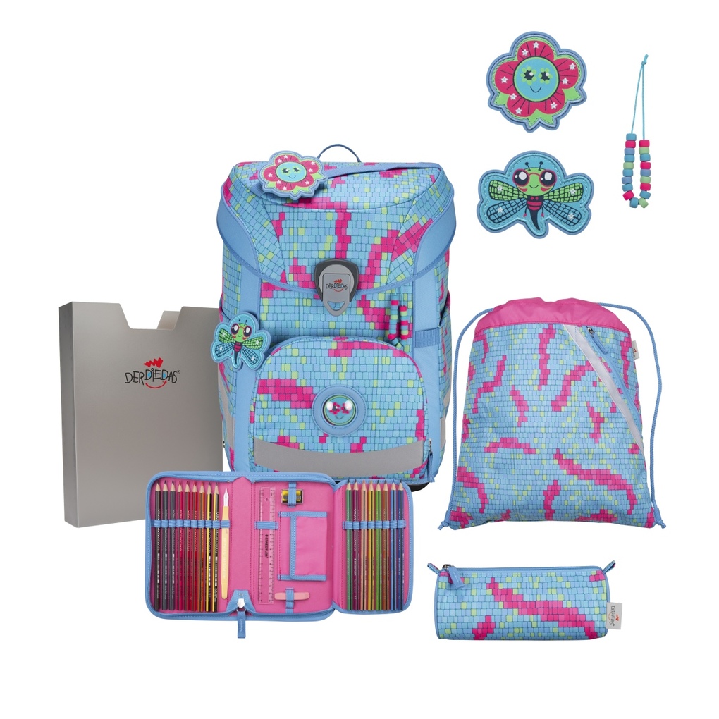 DerDieDas Schulranzen Set ErgoFlex Easy Schulranzen Set 5tlg Happy Pixel