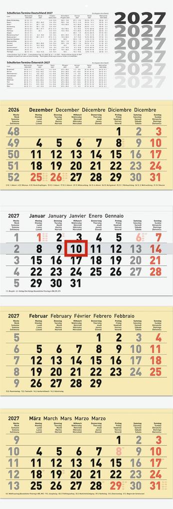 BRUNNEN 1070214107 4-Monatskalender 2027 chamois 320×940 mm