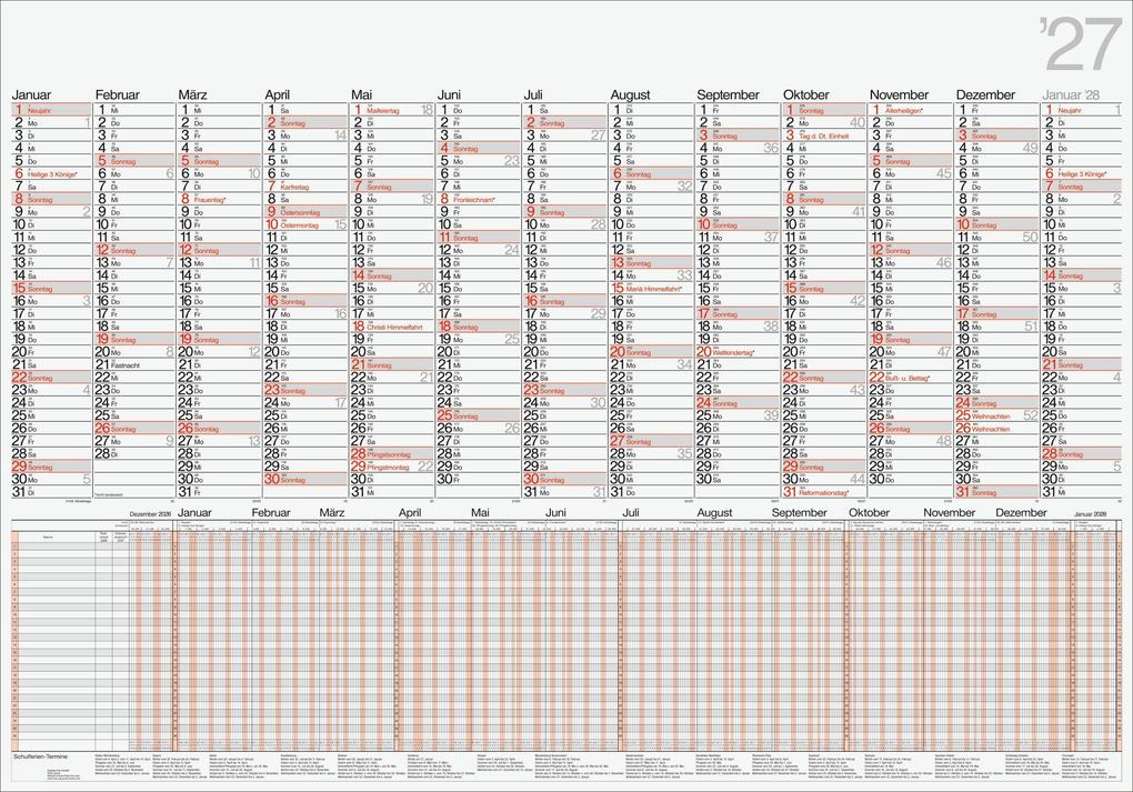 rido/idé 7033710007 Plakatkalender Mod. Kombi 2027 980×685 mm