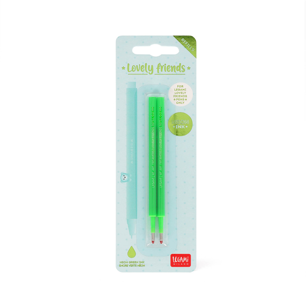 2 Pcs Lovely Friends Refill - 05 Mm - Neon Green Ink