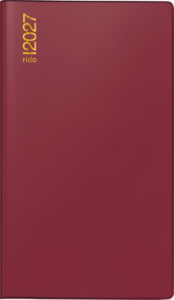 rido/idé 7012212297 Taschenkalender Mod. TM 17/contacter 2027 A6 quer Kunststoff bordeaux