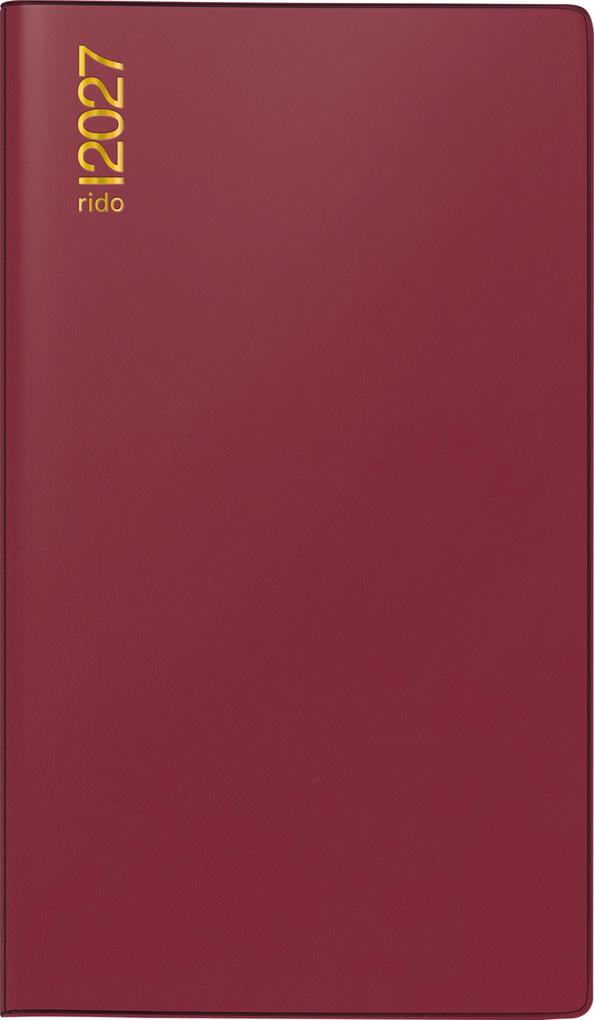 rido/idé 7012112297 Taschenkalender Mod. TM 15 2027 A6 Kunststoff bordeaux