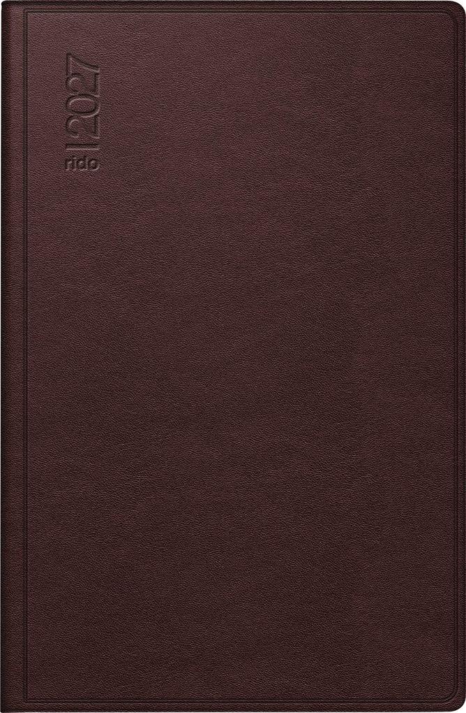 rido/idé 7016168277 Taschenkalender Mod. partner/Industrie I 2027 A7 Leder dunkelrot