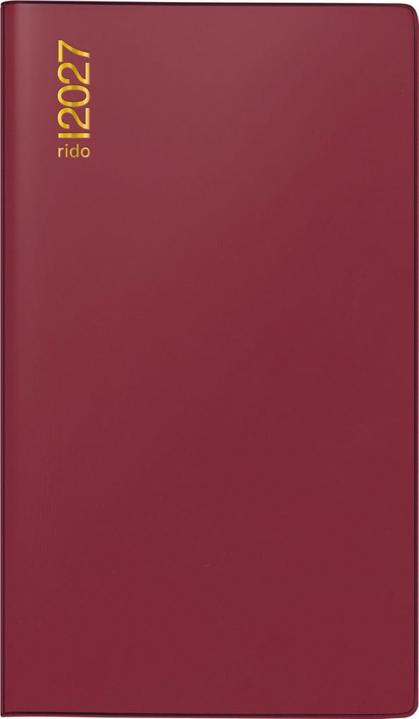 rido/idé 7040302297 Taschenkalender Mod. TM 12 2027 A6 Kunststoff bordeaux