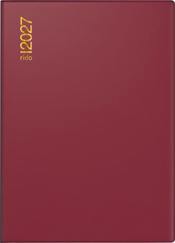 rido/idé 7018182297 Taschenkalender Mod. Technik II 2027 A6 Kunststoff bordeaux