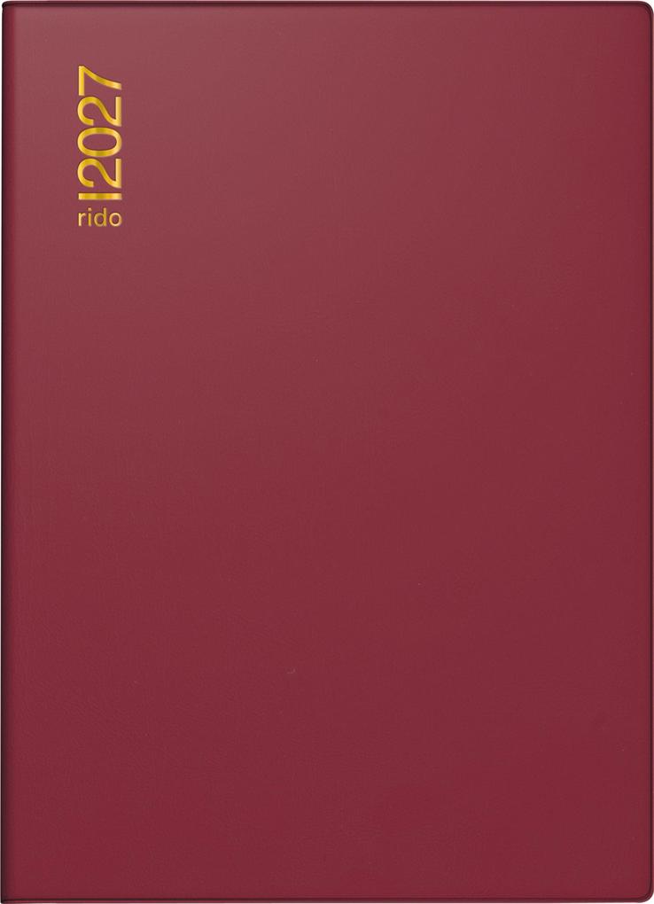 rido/idé 7013002297 Taschenkalender Mod. perfect/Technik I 2027 A6 Kunststoff bordeaux