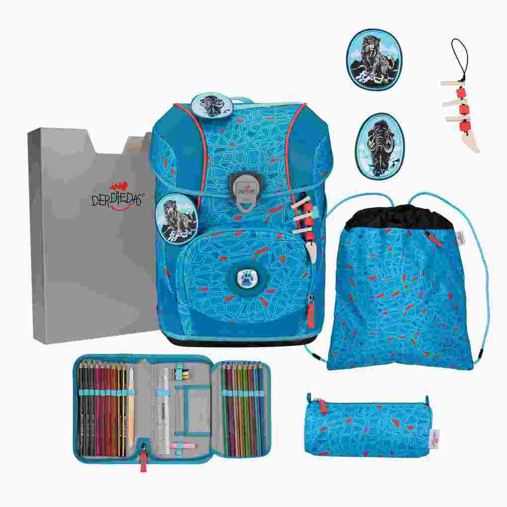 DerDieDas Schulranzen Set ErgoFlex Tiny Superflash Schulranzen Set 5tlg Blue Ice