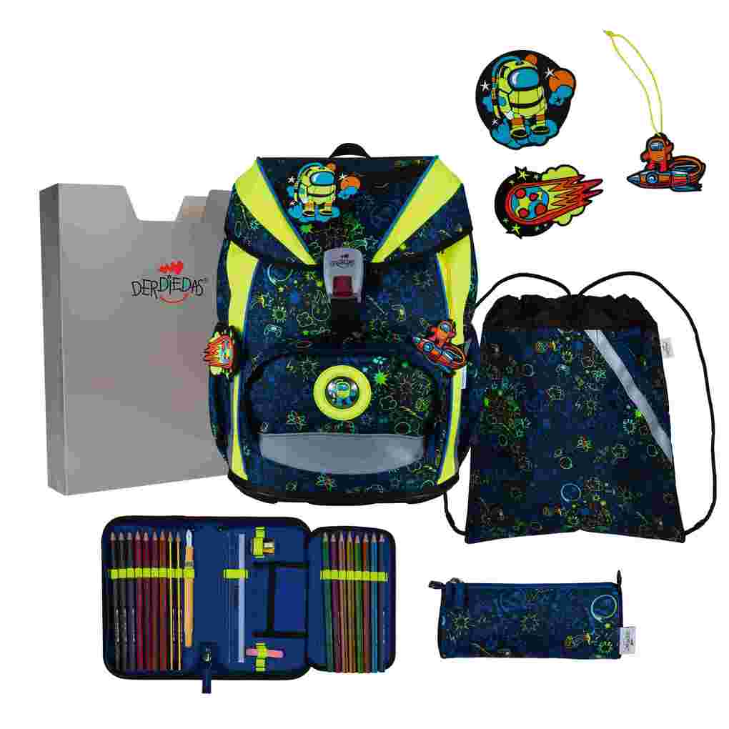 DerDieDas Schulranzen Set ErgoFlex Light Schulranzen Set 5tlg Neon Crazy