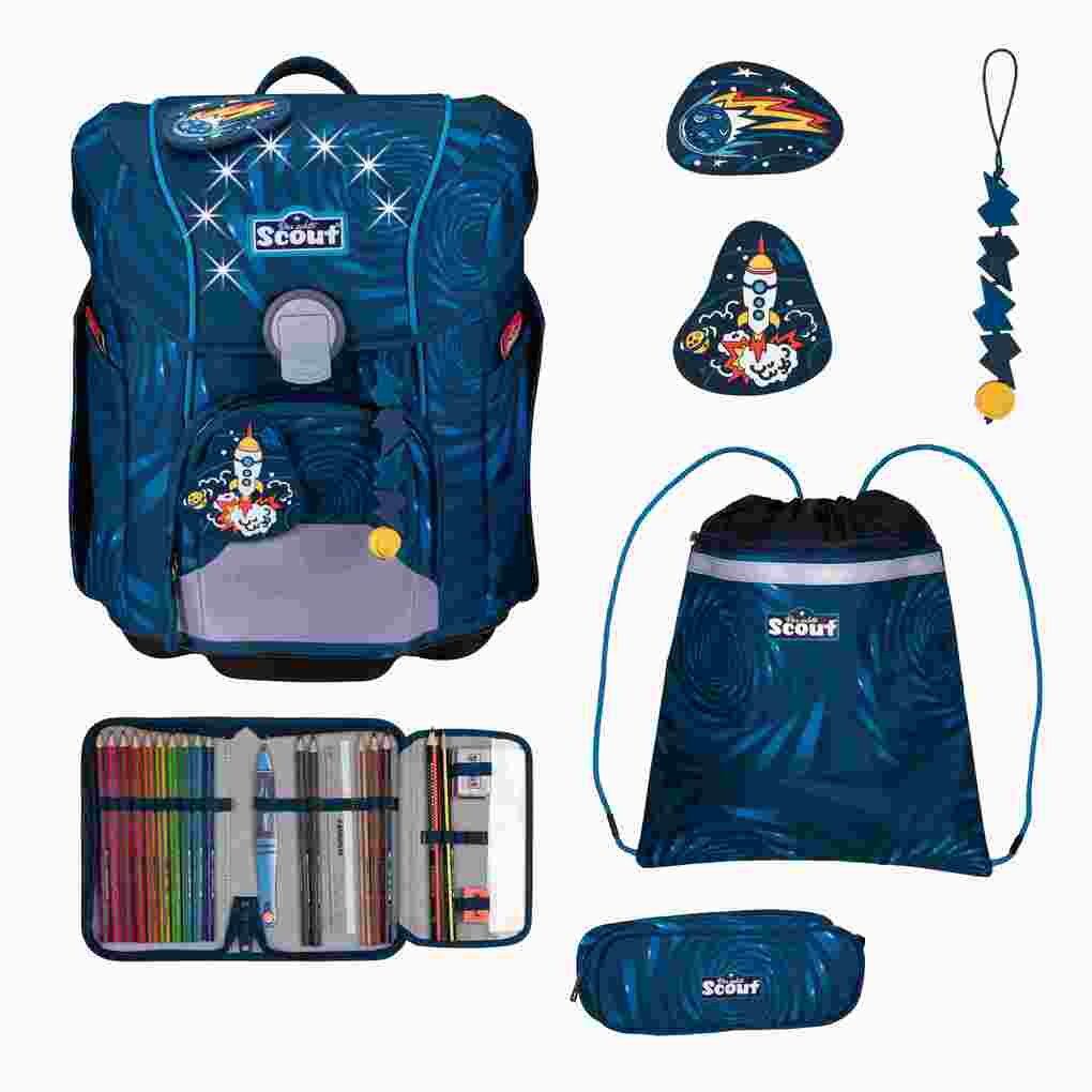 Scout Schulranzen Set Micro LED Schulranzen Set 4tlg Rocket Rider