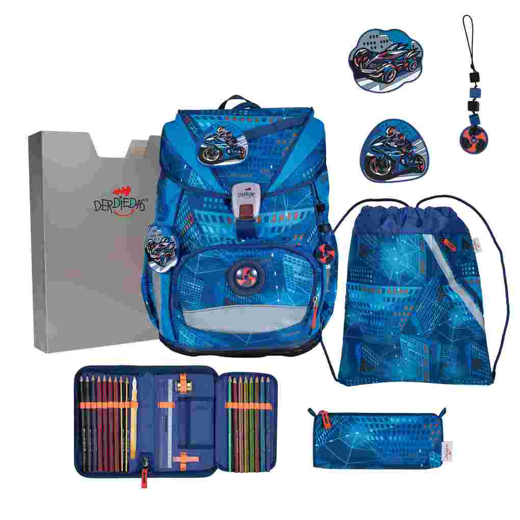 DerDieDas Schulranzen Set ErgoFlex Superlight Schulranzen Set 5tlg Turbo Speed