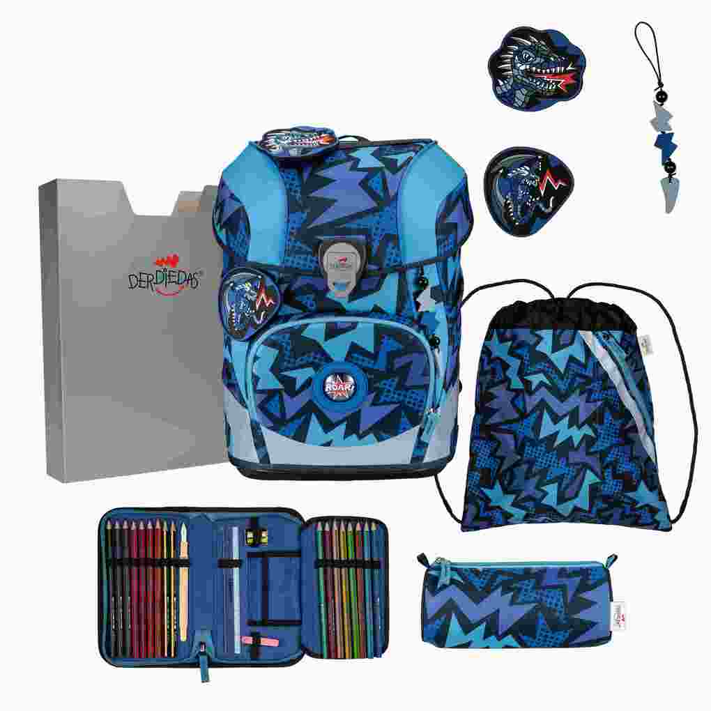DerDieDas Schulranzen Set ErgoFlex Tiny Schulranzen Set 5tlg Dark Dragon