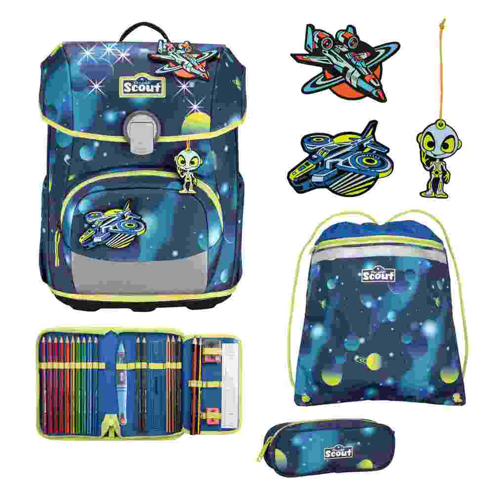 Scout Schulranzen Set Neo LED Schulranzen Set 4tlg Planets