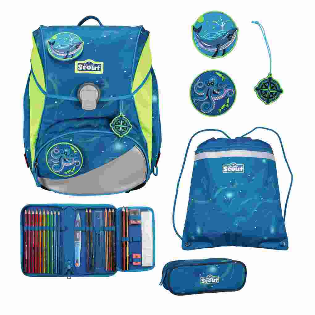 Scout Schulranzen Set Alpha Schulranzen Set 4tlg Deep Sea