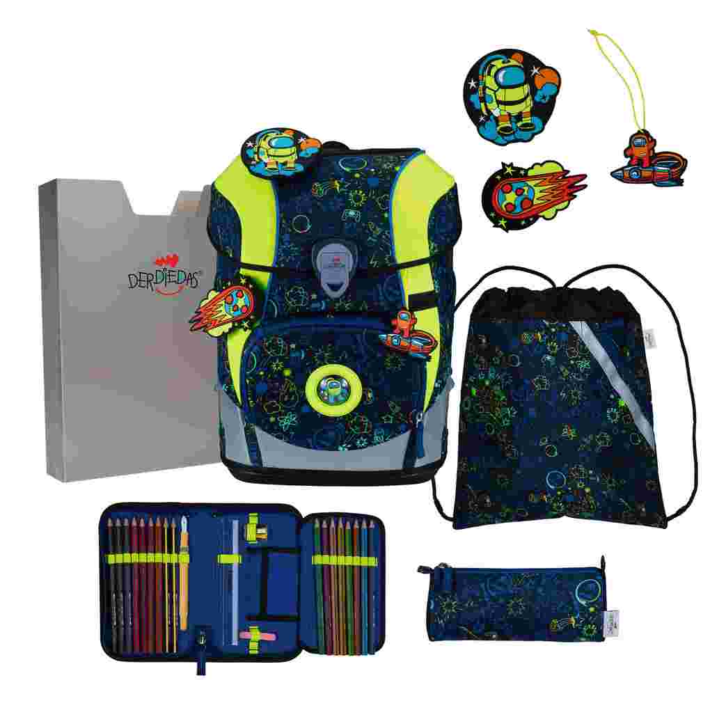 DerDieDas Schulranzen Set ErgoFlex Tiny Schulranzen Set 5tlg Neon Crazy