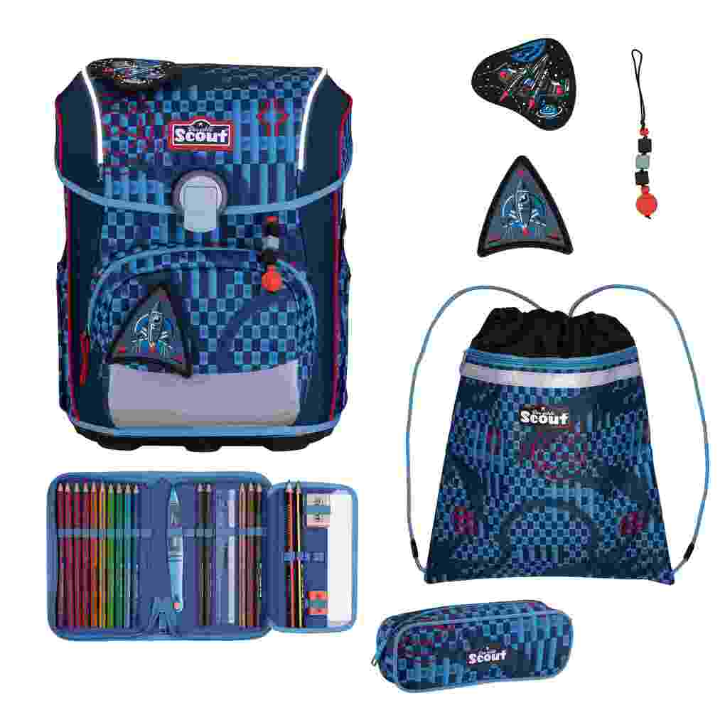 Scout Schulranzen Set Neo Safety Light Schulranzen Set 4tlg Space Explorer