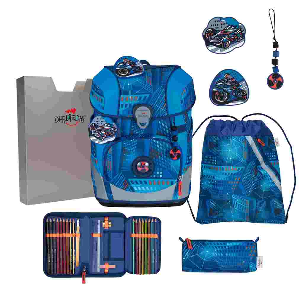 DerDieDas Schulranzen Set ErgoFlex Tiny Schulranzen Set 5tlg Turbo Speed