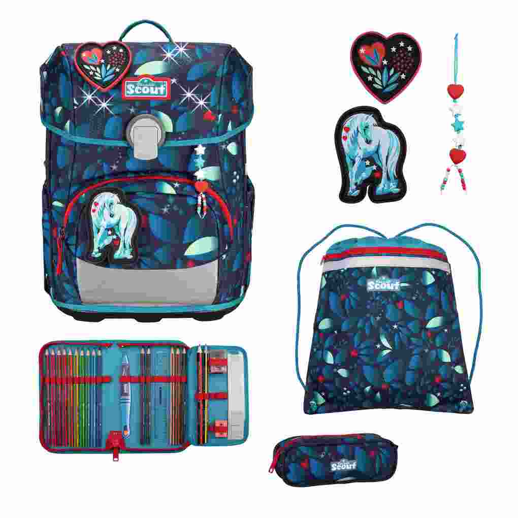 Scout Schulranzen Set Neo LED Schulranzen Set 4tlg White Unicorn