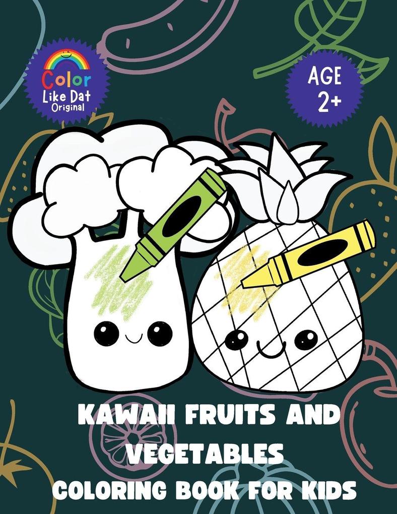 Kawaii Fruits and Vegetables Coloring Book For Kids