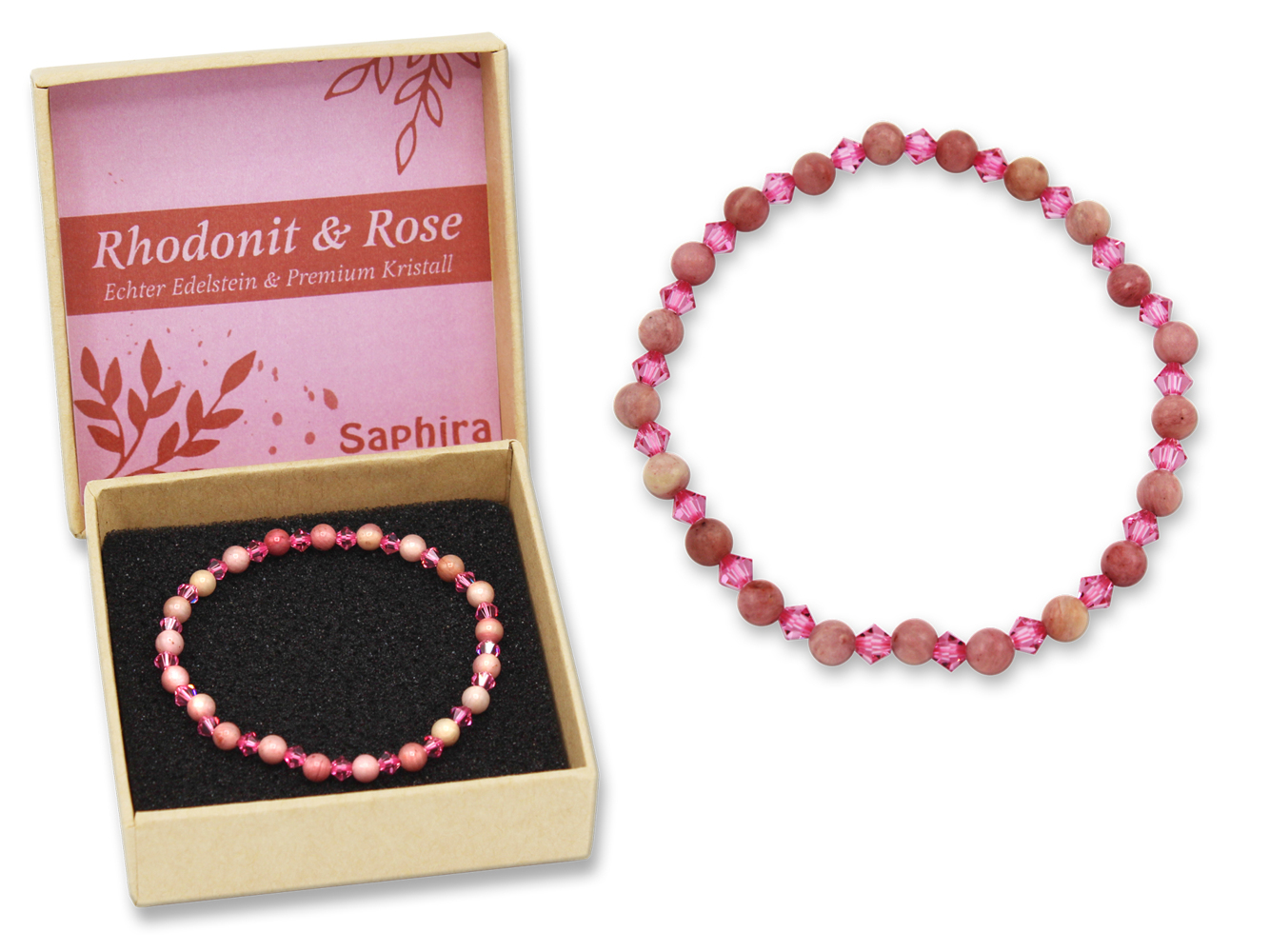 Rhodonit Saphira Edelsteinarmband