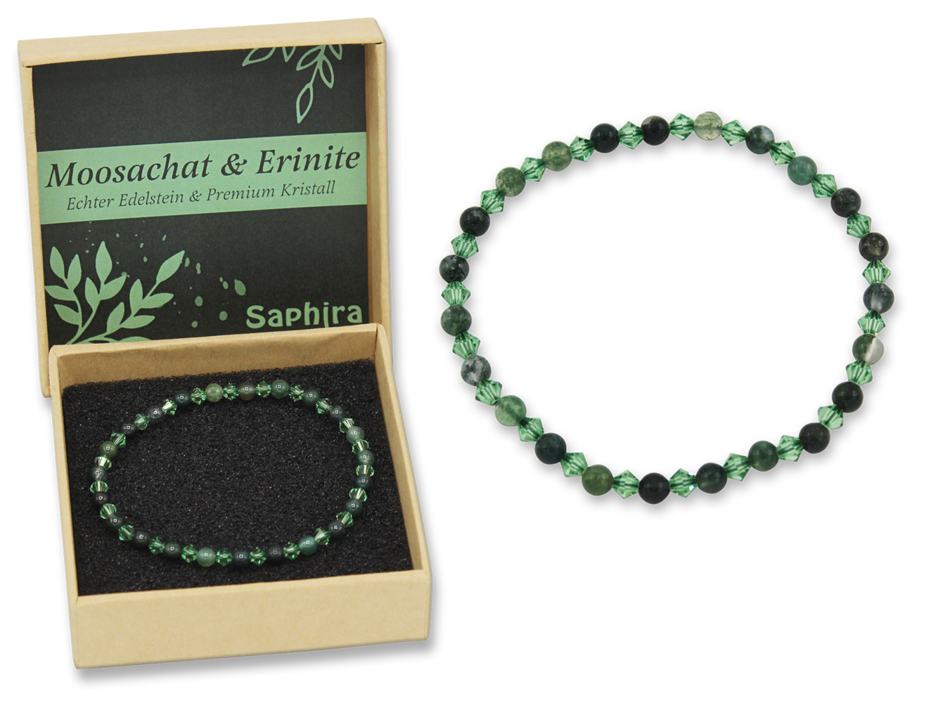 Moosachat Saphira Edelsteinarmband