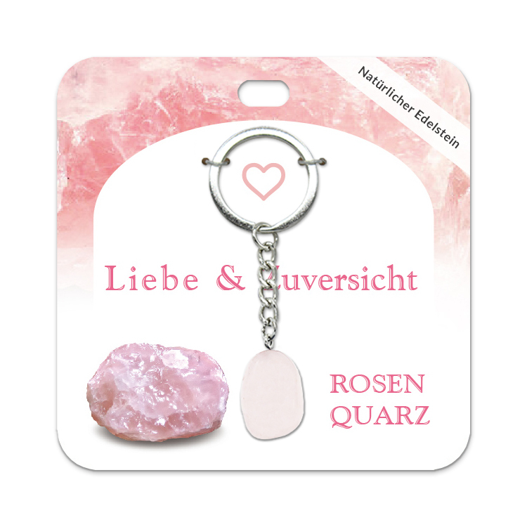 Rosenquarz Trommelstein Schlüsselanhänger