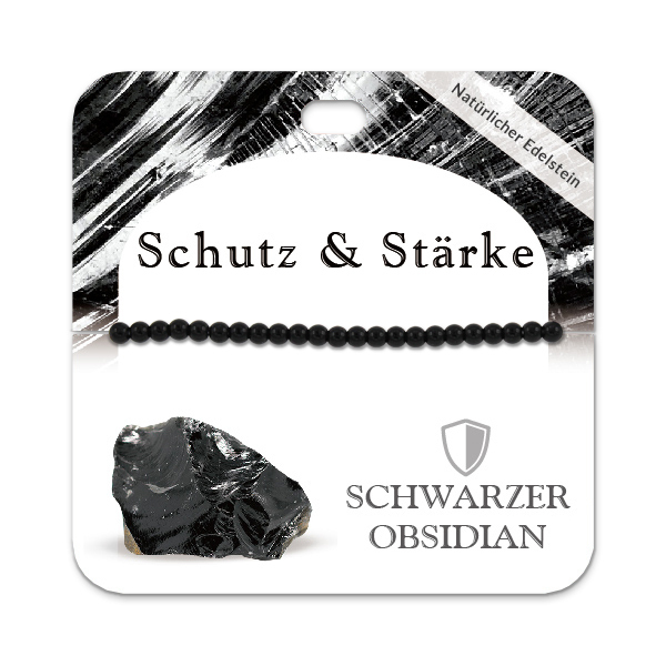 Schwarzer Obsidian 4 mm Kugelarmband