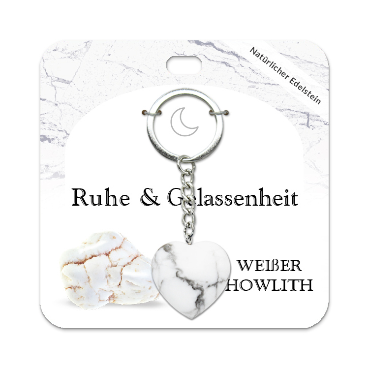 Weißer Howlith Herz Schlüsselanhänger