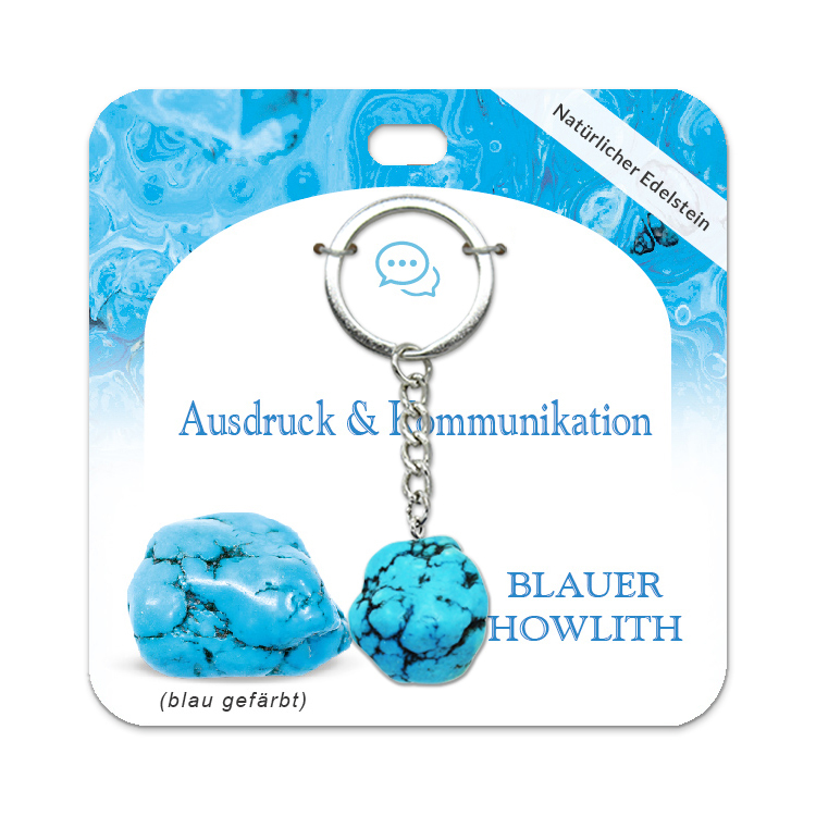 Blauer Howlith Trommelstein Schlüsselanhänger