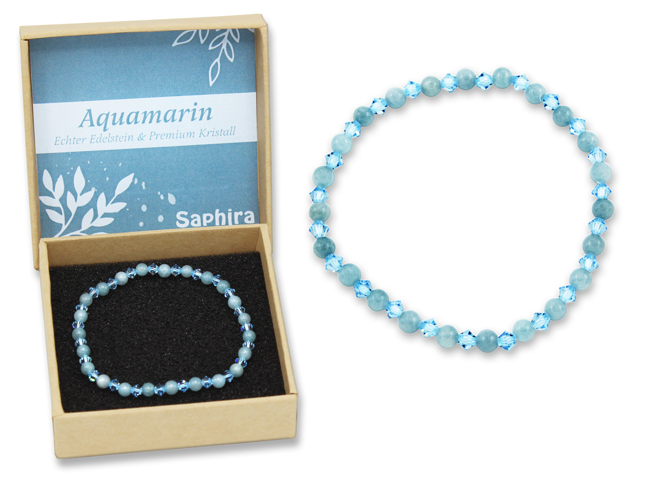 Aquamarin Saphira Edelsteinarmband