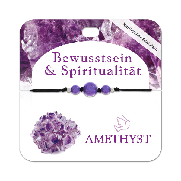 Amethyst Armband mit 3 Edelsteinperlen